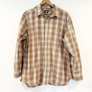 Timberland Brown Plaid Button Front Men's Shirt XL Classic Everyday Outdoors
